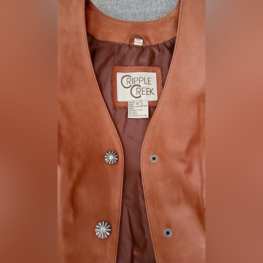 Cripple Creek Brown Genuine Leather Fringe Jacket Women’s Size S - Picture 5 of 7